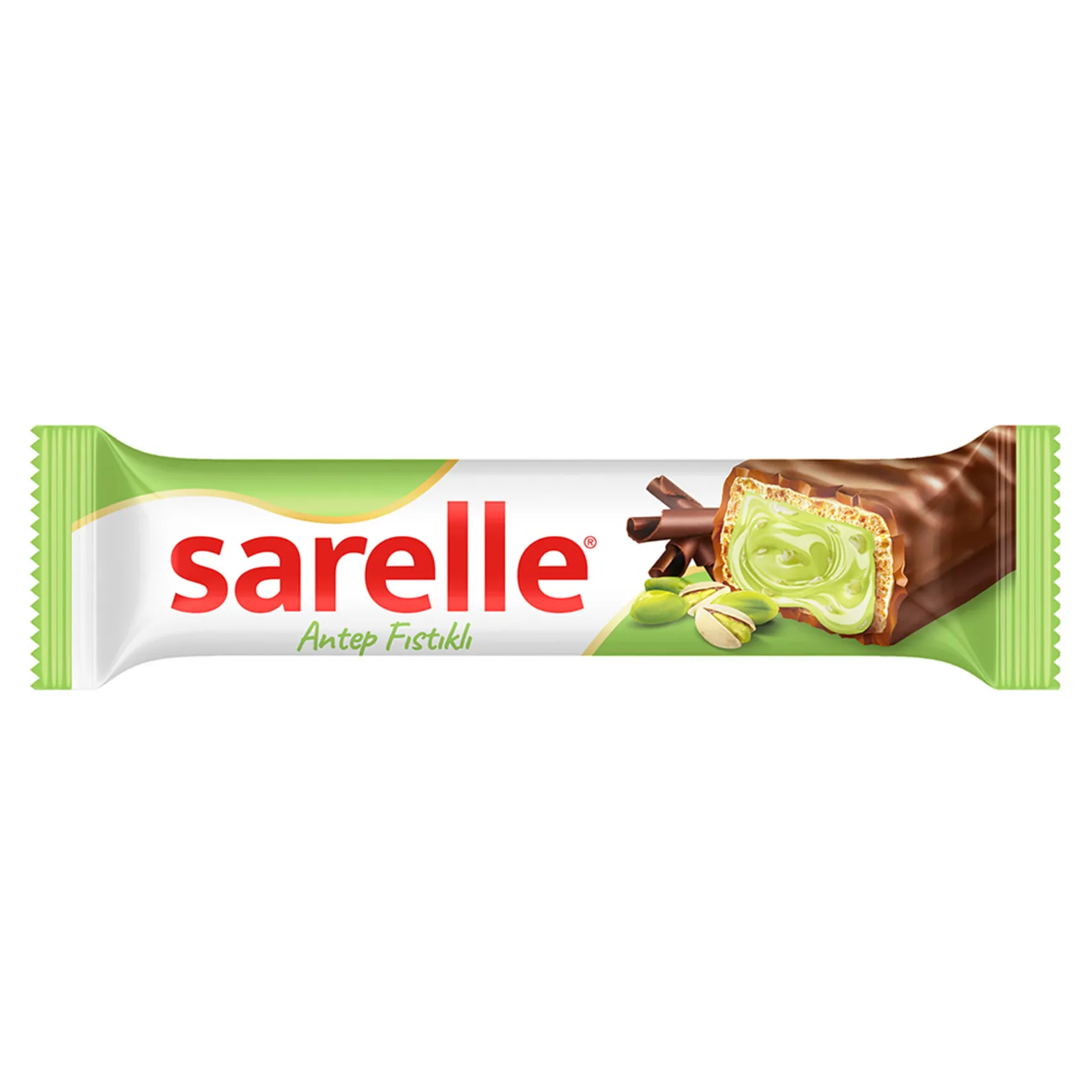 Sarelle Beyaz Çikolata Kaplkamalı Antep Fıstıklı Gofret 33 G
