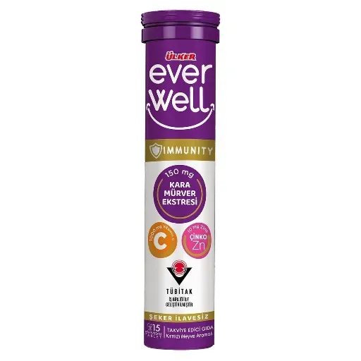 Ülker Everwell Kara Mürver C Vitamini Çinko Efervesan Tablet 15'Li 67.5 G