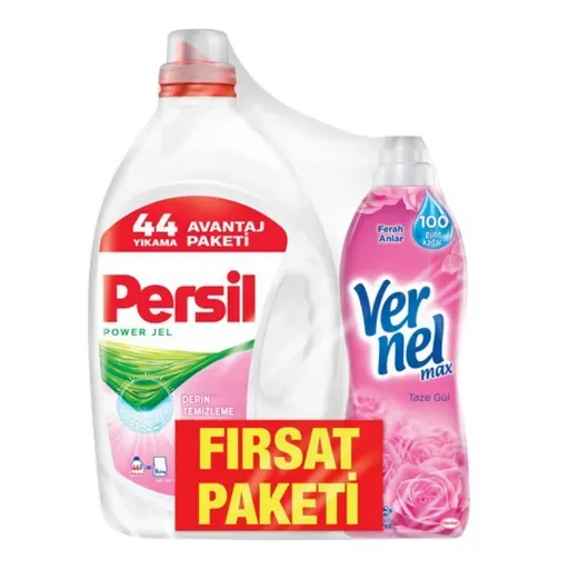 Persil Power Jel Gül 44 Yıkama + Vernel Max Yumuşatıcı Taze Gül 960 Ml